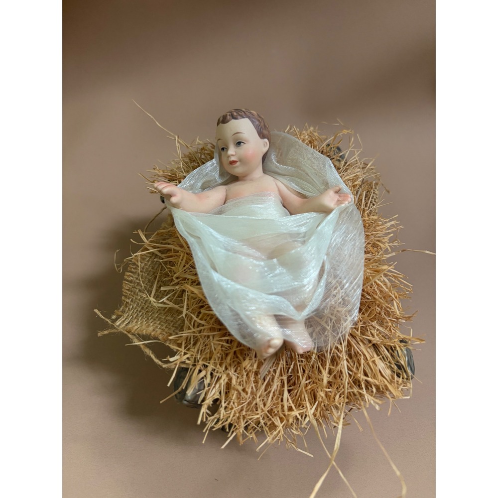 2005 Members Mark Hand Painted Nativity Baby Jesus and Manger Set Replacement